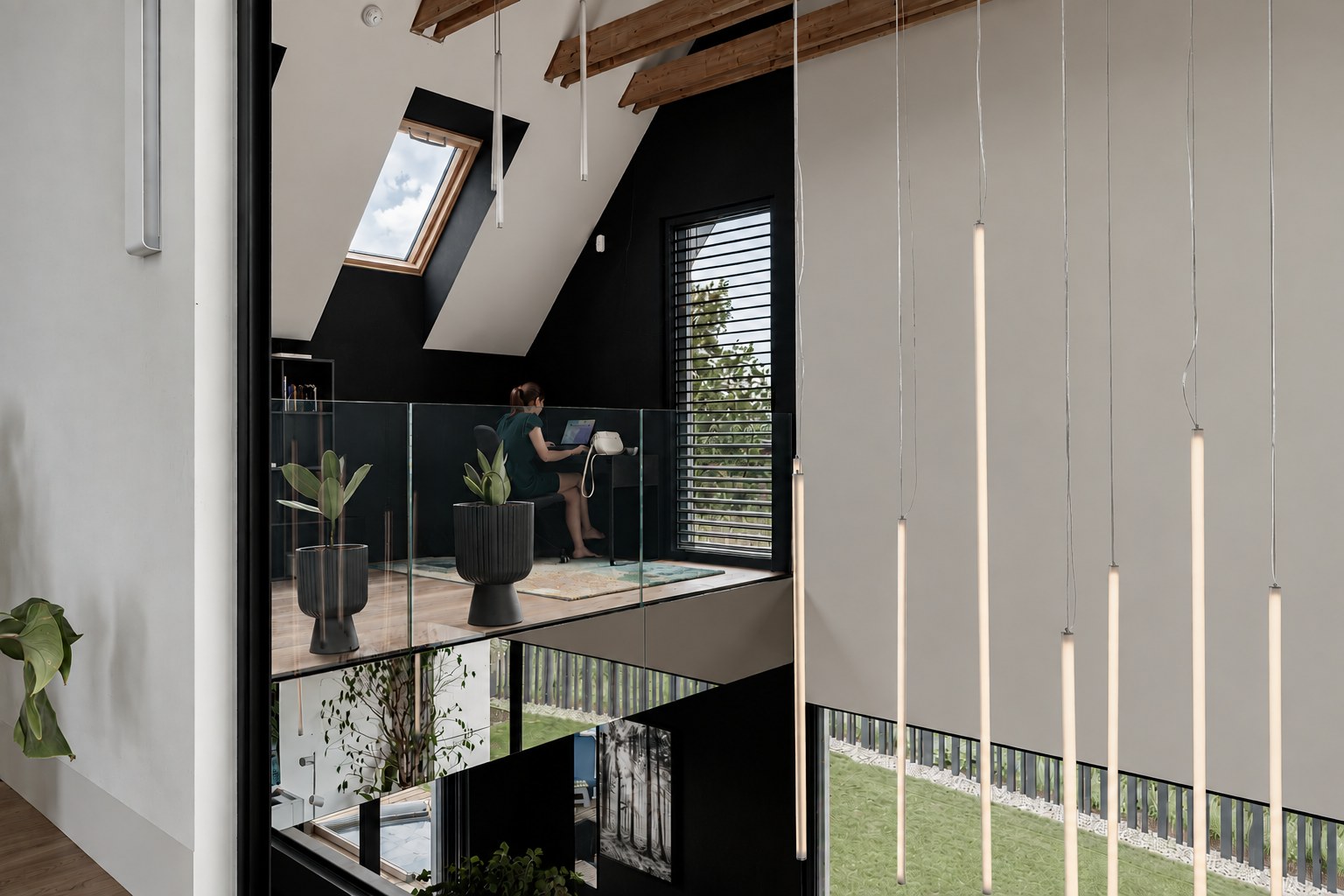 Biała szafa z rytmem pionowych uchwytów, Dom w Szczecinie, projekt Architeka Szczecin