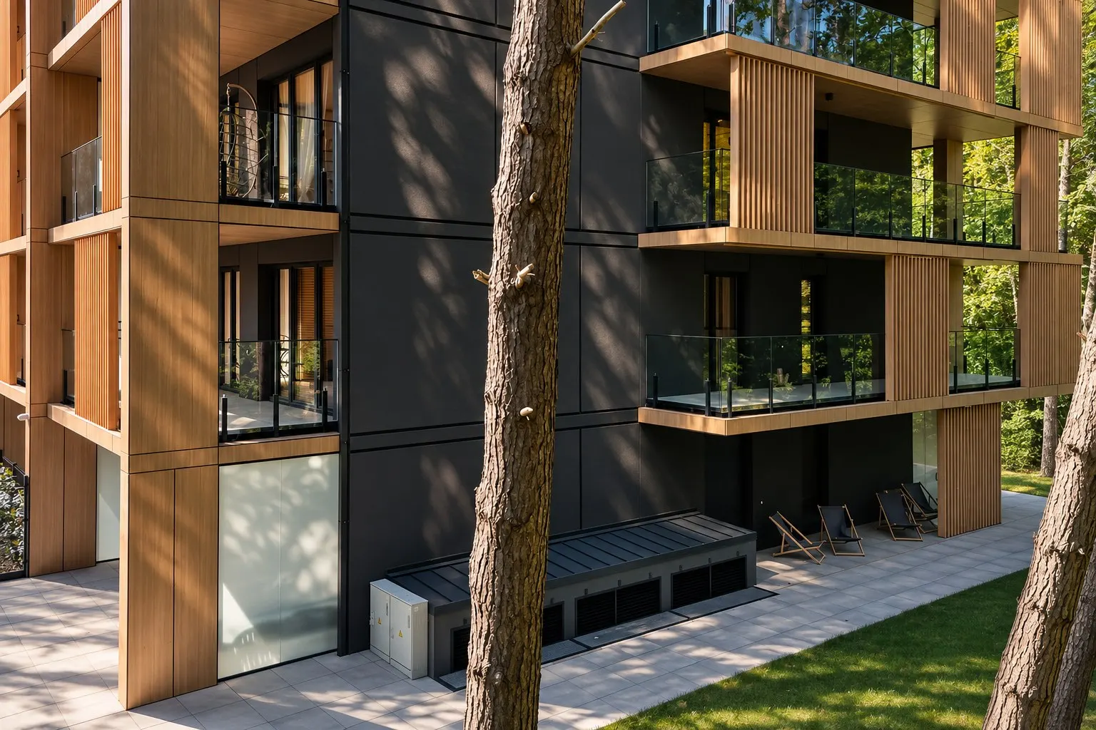 Widok z lotu ptaka na apartament Sea & Forest w otoczeniu lasu, Międzyzdroje